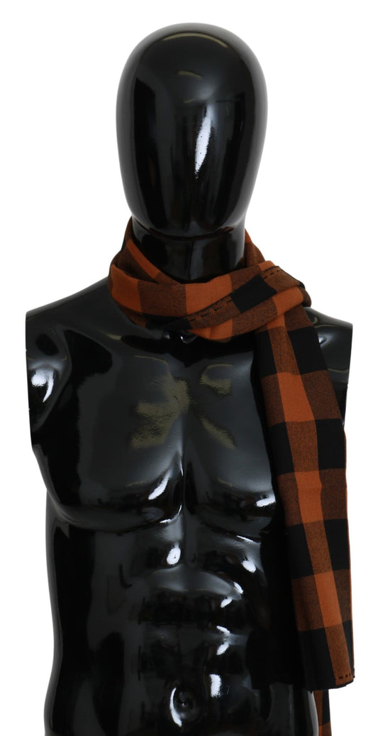 Costume National Orange Check Neck Wrap Shawl Scarf - Designed by Costume National Available to Buy at a Discounted Price on Moon Behind The Hill Online Designer Discount Store