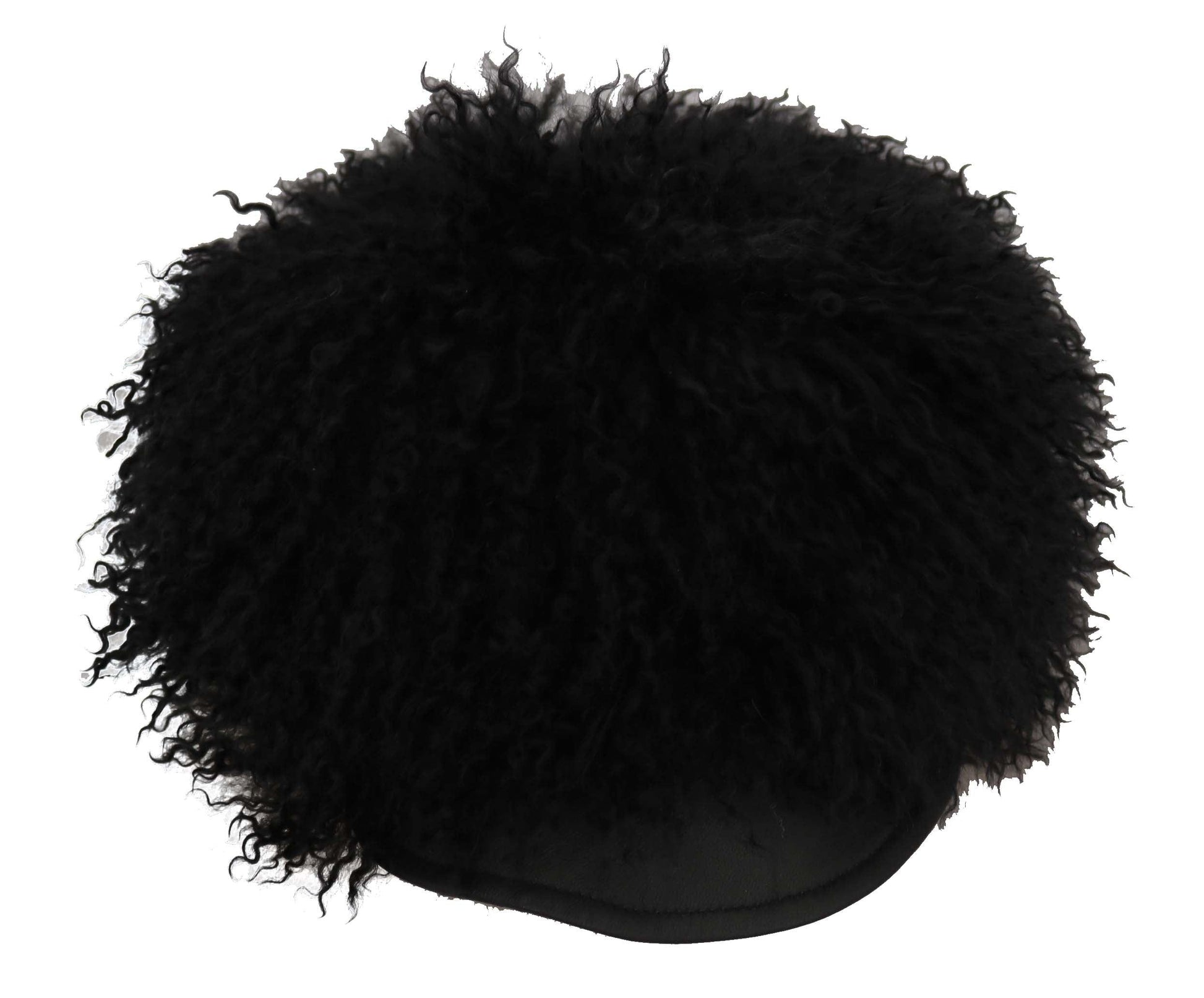 Black Tibet Lamb Fur Leather Gatsby Hat - Designed by Dolce & Gabbana Available to Buy at a Discounted Price on Moon Behind The Hill Online Designer Discount Store
