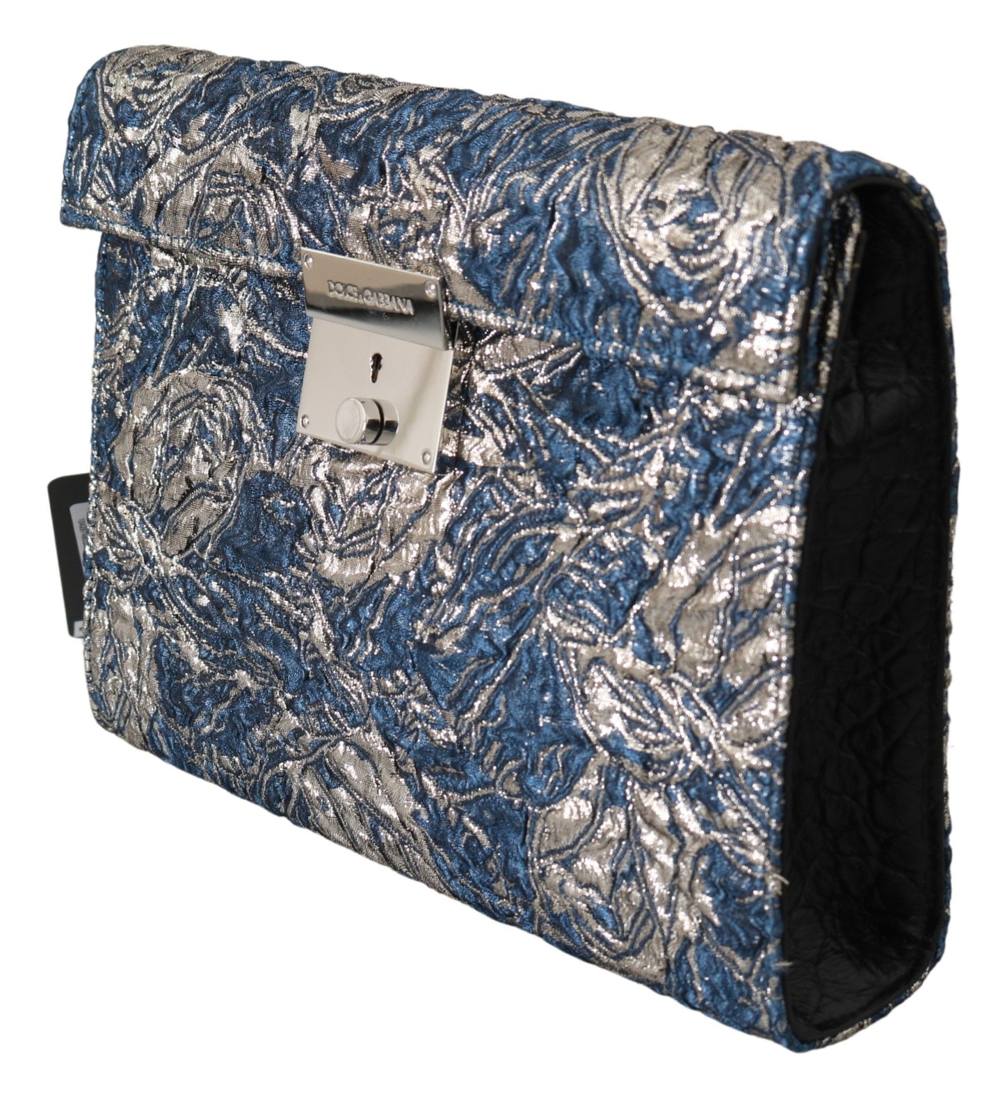 Blue Silver Jacquard Leather Document Briefcase Bag - Designed by Dolce & Gabbana Available to Buy at a Discounted Price on Moon Behind The Hill Online Designer Discount Store