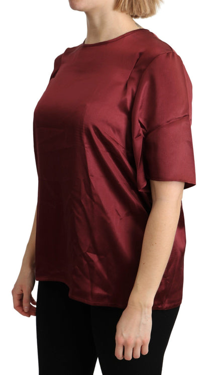 Bordeaux Roundneck Blouse Silk Top - Designed by Dolce & Gabbana Available to Buy at a Discounted Price on Moon Behind The Hill Online Designer Discount Store