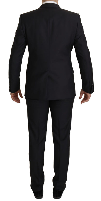 Dolce & Gabbana Men's Black Virgin Wool Formal 3 Piece Suit - Designed by Dolce & Gabbana Available to Buy at a Discounted Price on Moon Behind The Hill Online Designer Discount Store