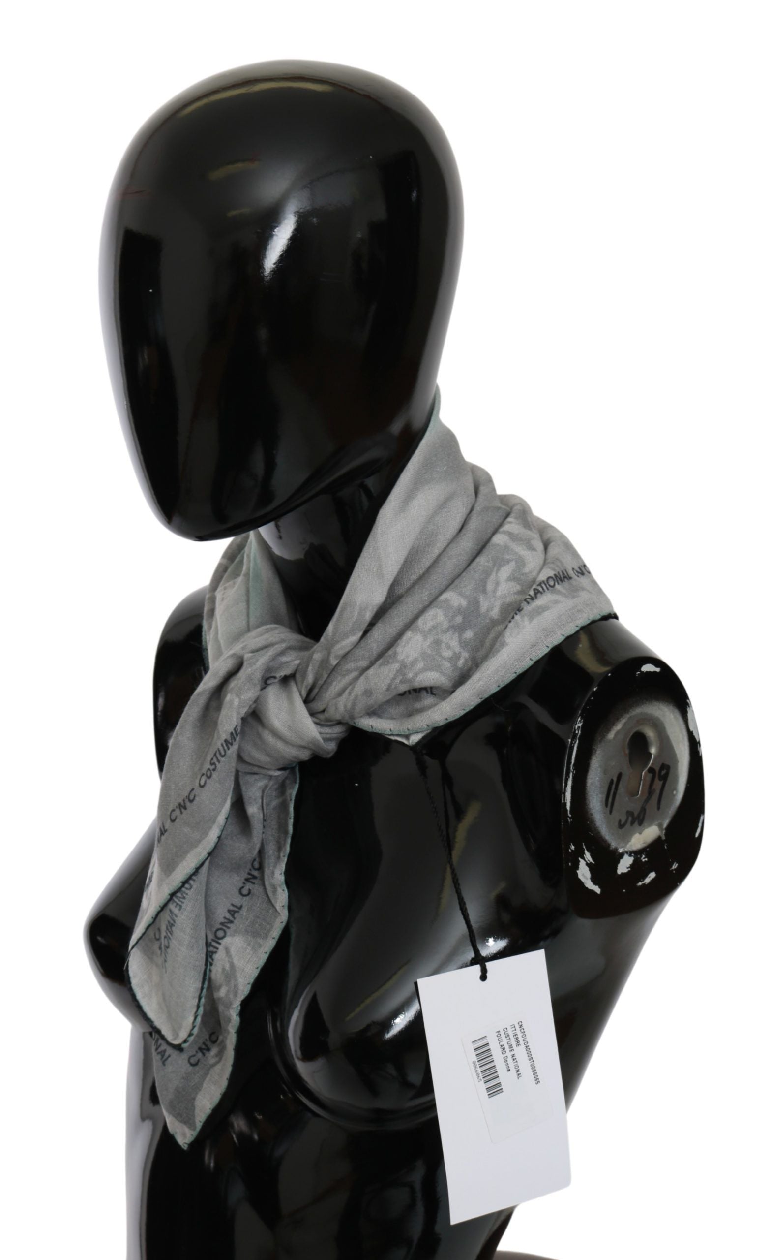 Costume National Grey Silk Shawl Foulard Wrap Scarf - Designed by Costume National Available to Buy at a Discounted Price on Moon Behind The Hill Online Designer Discount Store