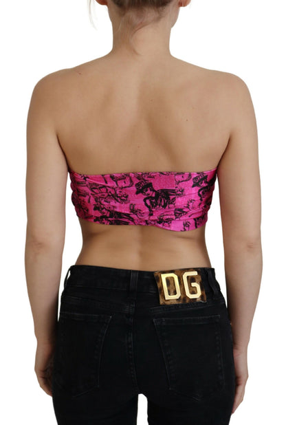 John Galliano Pink Newspaper Print Bra Cropped Blouse - Designed by John Galliano Available to Buy at a Discounted Price on Moon Behind The Hill Online Designer Discount Store