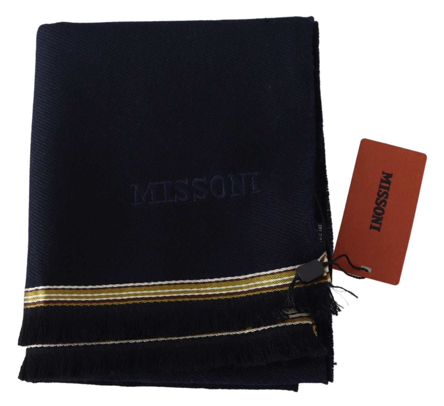 Missoni Black 100% Wool Unisex Neck Wrap Fringes Scarf