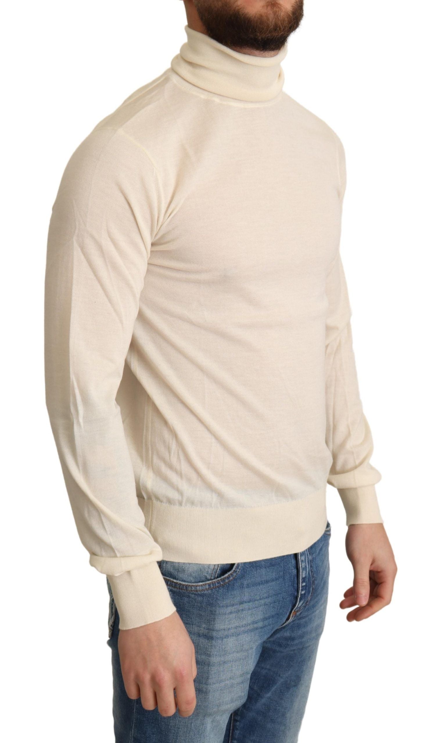 Cream Cashmere Turtleneck Pullover Sweater - Designed by Dolce & Gabbana Available to Buy at a Discounted Price on Moon Behind The Hill Online Designer Discount Store
