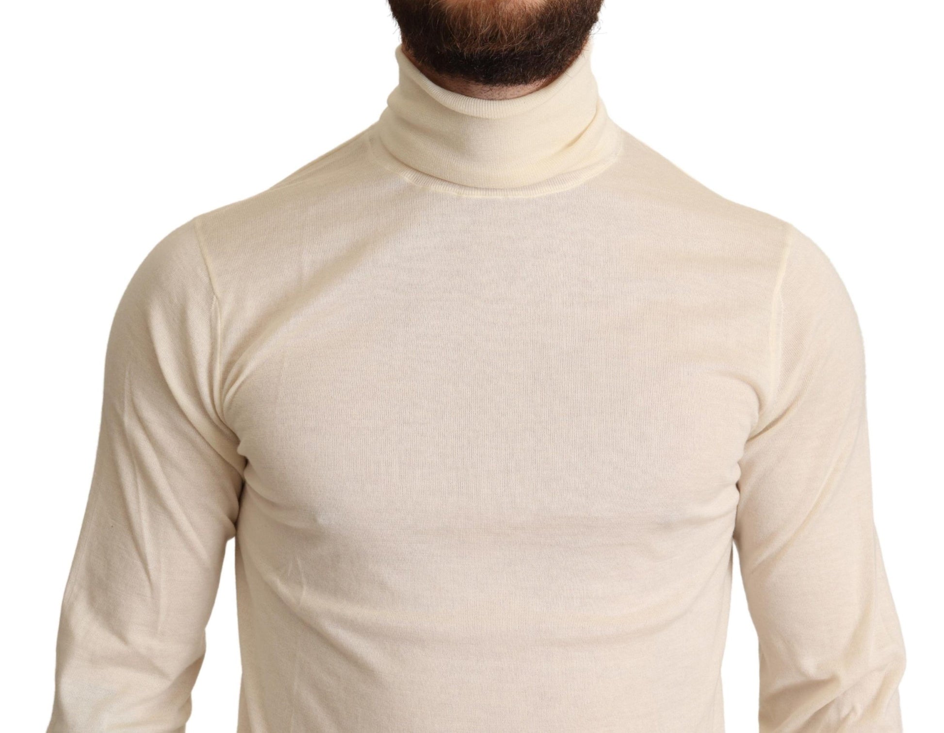Cream Cashmere Turtleneck Pullover Sweater - Designed by Dolce & Gabbana Available to Buy at a Discounted Price on Moon Behind The Hill Online Designer Discount Store