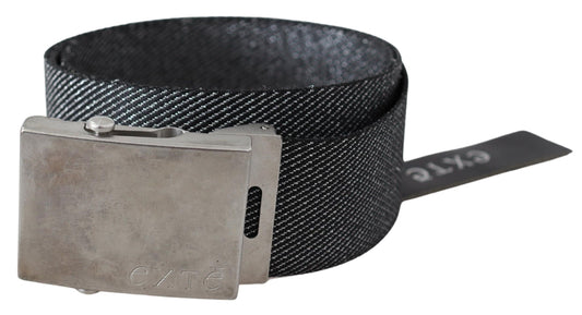 Black Silver Metal Brushed Buckle Waist Belt - Designed by Exte Available to Buy at a Discounted Price on Moon Behind The Hill Online Designer Discount Store
