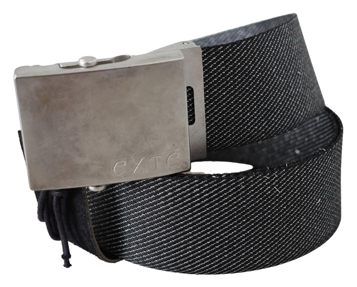 Black Silver Metal Brushed Buckle Waist Belt - Designed by Exte Available to Buy at a Discounted Price on Moon Behind The Hill Online Designer Discount Store