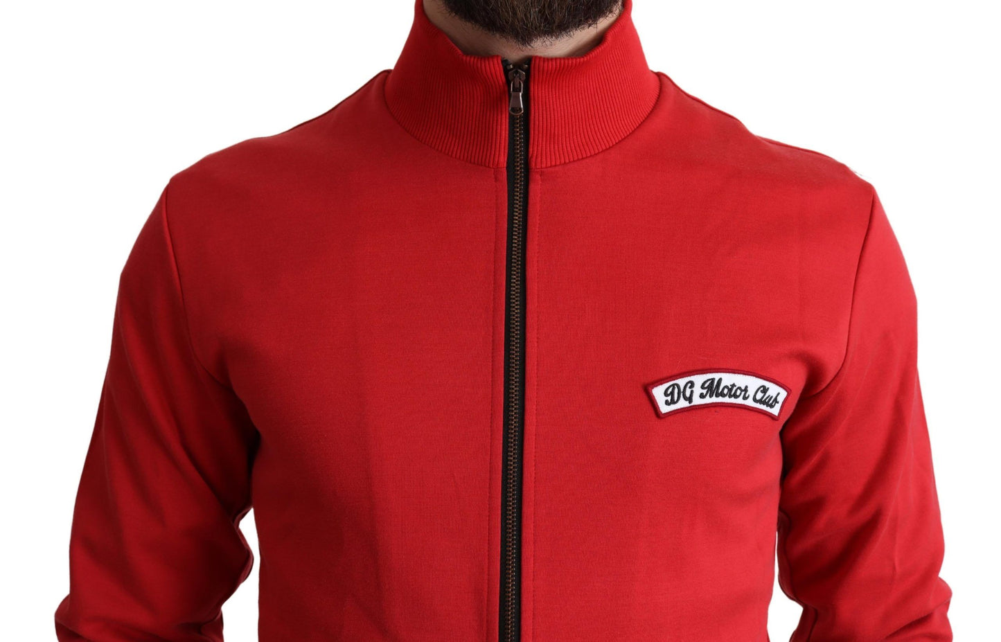 Red DG Motor Club Zippered Cardigan Sweater