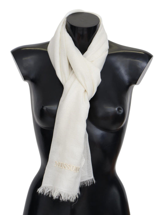 Missoni White Cashmere Unisex Neck Wrap Fringes Scarf designed by Missoni available from Moon Behind The Hill 's Clothing Accessories > Neck Gaiters > Unisex Adult range