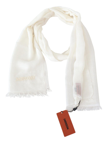 Missoni White Cashmere Unisex Neck Wrap Fringes Scarf designed by Missoni available from Moon Behind The Hill 's Clothing Accessories > Neck Gaiters > Unisex Adult range