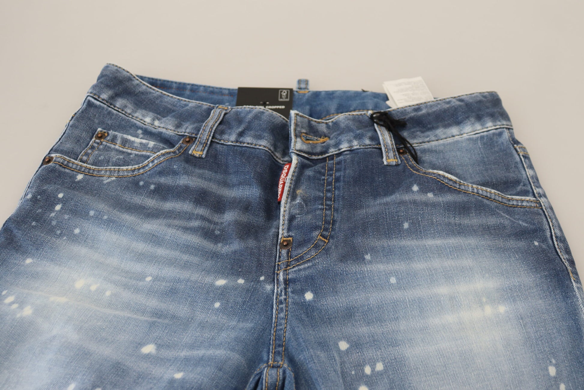 Blue Cotton Low Waist Cropped Denim Cool Girl Jeans - Designed by Dsquared² Available to Buy at a Discounted Price on Moon Behind The Hill Online Designer Discount Store