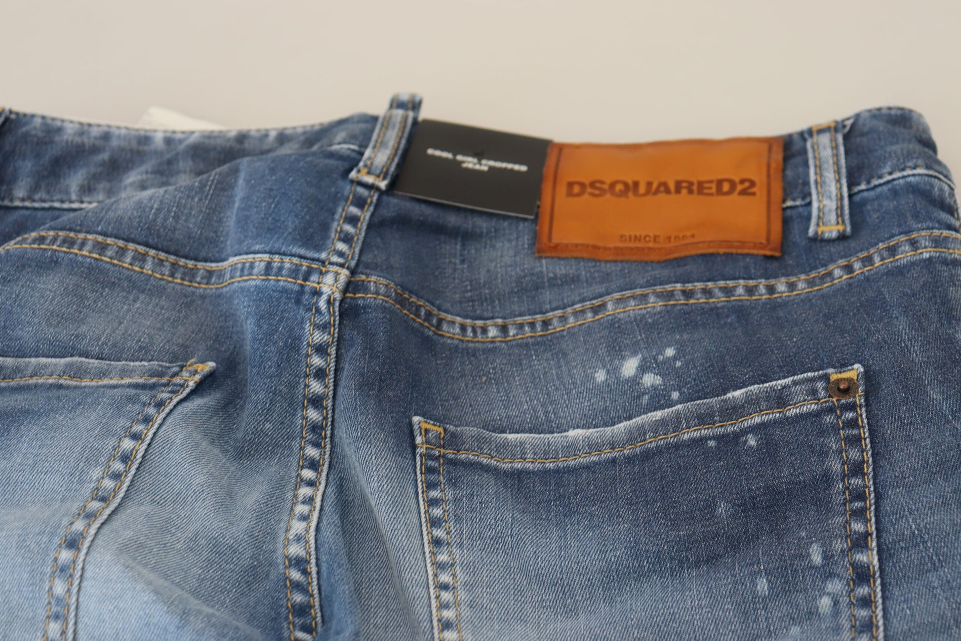 Blue Cotton Low Waist Cropped Denim Cool Girl Jeans - Designed by Dsquared² Available to Buy at a Discounted Price on Moon Behind The Hill Online Designer Discount Store