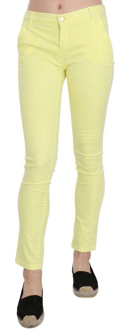 Yellow Cotton Stretch Low Waist Skinny Casual Trouser Pants designed by PINKO available from Moon Behind The Hill's Women's Clothing range