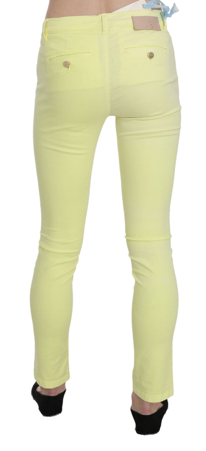 Yellow Cotton Stretch Low Waist Skinny Casual Trouser Pants designed by PINKO available from Moon Behind The Hill's Women's Clothing range