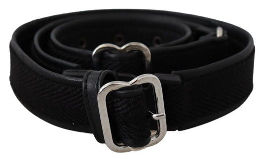 Black Leather Silver Chrome Metal Buckle Belt - Designed by GF Ferre Available to Buy at a Discounted Price on Moon Behind The Hill Online Designer Discount Store