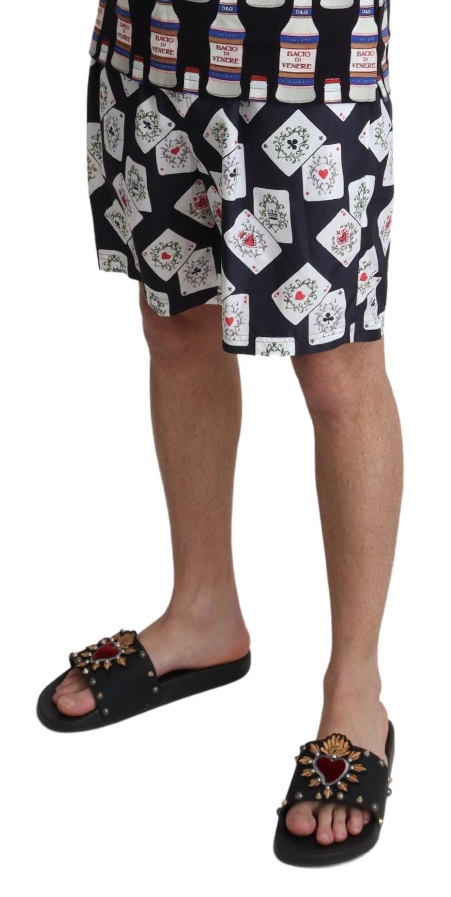 Black Card Deck Print Beachwear Swimshorts - Designed by Dolce & Gabbana Available to Buy at a Discounted Price on Moon Behind The Hill Online Designer Discount Store