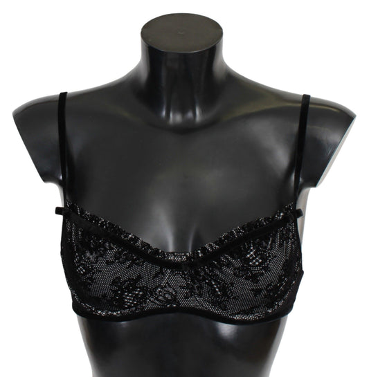 Black Mesh Balconcino Bra Nylon  Underwear - Designed by Ermanno Scervino Available to Buy at a Discounted Price on Moon Behind The Hill Online Designer Discount Store