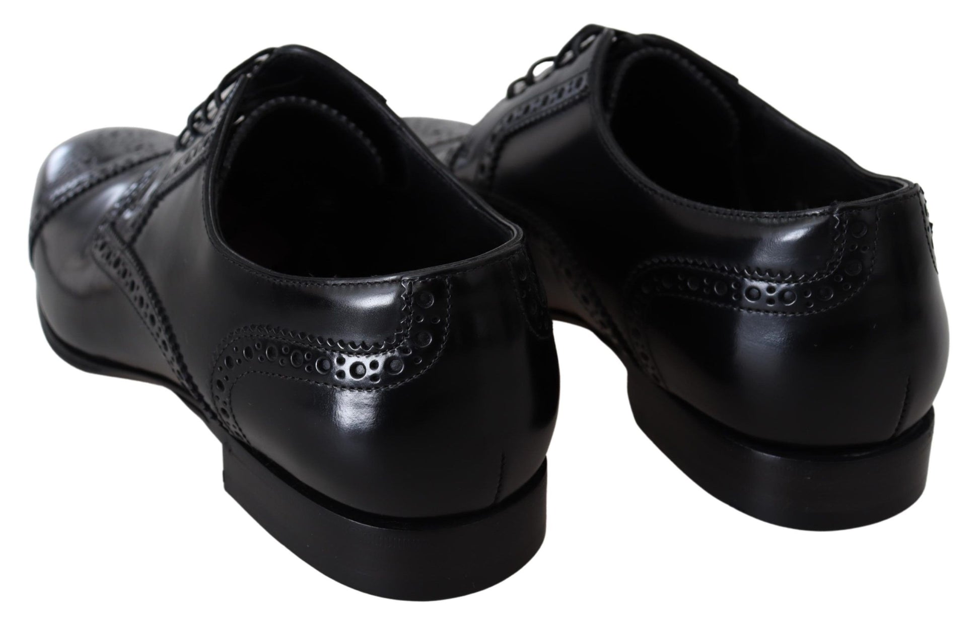 Black Leather Men Derby Formal Loafers Shoes - Designed by Dolce & Gabbana Available to Buy at a Discounted Price on Moon Behind The Hill Online Designer Discount Store