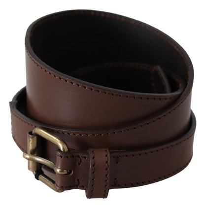 Brown Leather Gold Metal Buckle Belt - Designed by PLEIN SUD Available to Buy at a Discounted Price on Moon Behind The Hill Online Designer Discount Store