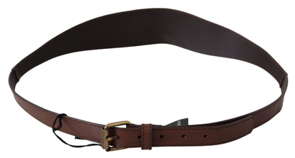 Brown Leather Gold Metal Buckle Belt - Designed by PLEIN SUD Available to Buy at a Discounted Price on Moon Behind The Hill Online Designer Discount Store