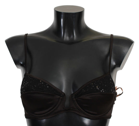 Brown Sequined Balconcino Bra Underwear - Designed by Ermanno Scervino Available to Buy at a Discounted Price on Moon Behind The Hill Online Designer Discount Store