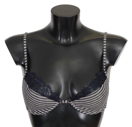 Blue Stripes Lace Reggiseno Bra Underwear - Designed by Ermanno Scervino Available to Buy at a Discounted Price on Moon Behind The Hill Online Designer Discount Store