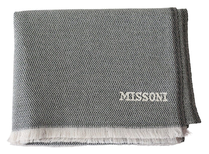 Missoni Grey Zigzag Pattern Cashmere Unisex Neck Scarf