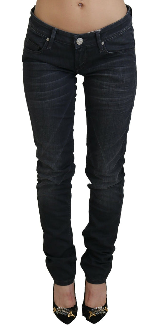 Black Washed Low Waist Slim Fit Cotton Denim Jeans - Designed by Acht Available to Buy at a Discounted Price on Moon Behind The Hill Online Designer Discount Store