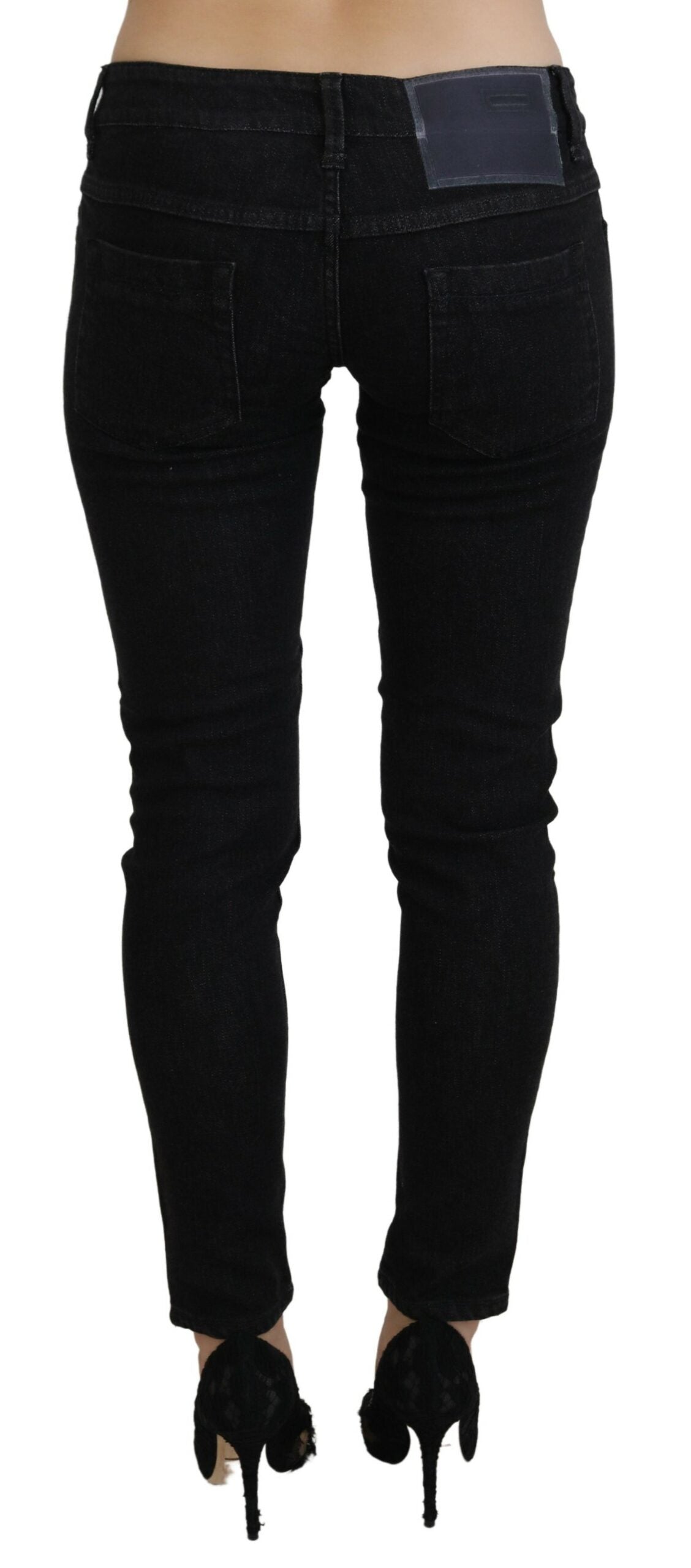 Black Low Waist Slim Fit Cotton Denim Jeans - Designed by Acht Available to Buy at a Discounted Price on Moon Behind The Hill Online Designer Discount Store