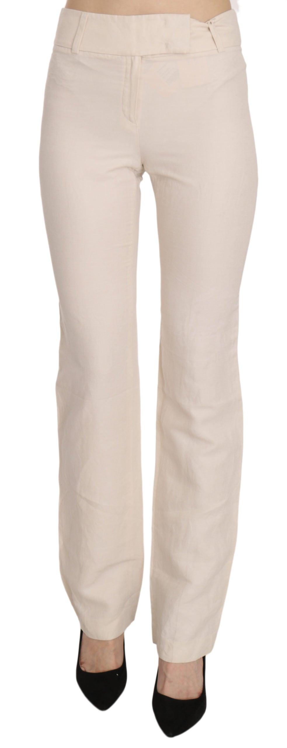 White High Waist Silk Blend Flared Dress Trousers Pants designed by LAUREL available from Moon Behind The Hill's Women's Clothing range