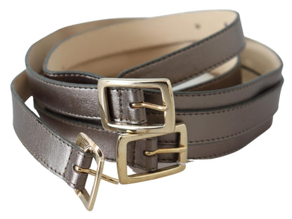 Bronze Gold Chrome Metal Buckle Belt - Designed by GF Ferre Available to Buy at a Discounted Price on Moon Behind The Hill Online Designer Discount Store