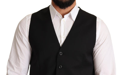 Black Wool Formal Waistcoat Dress - Designed by Dolce & Gabbana Available to Buy at a Discounted Price on Moon Behind The Hill Online Designer Discount Store