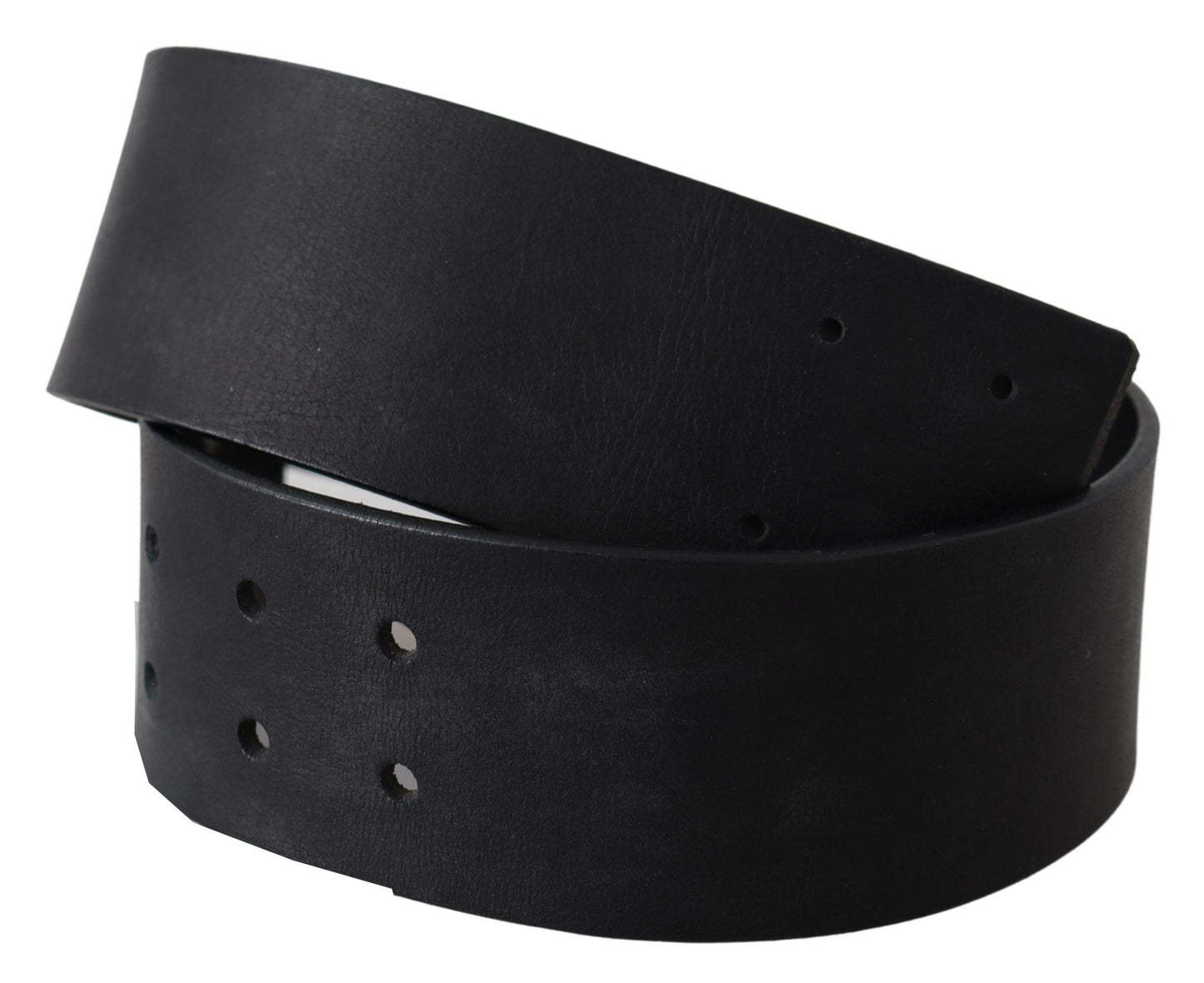 Black Genuine Leather Wide Logo Waist Belt - Designed by GF Ferre Available to Buy at a Discounted Price on Moon Behind The Hill Online Designer Discount Store