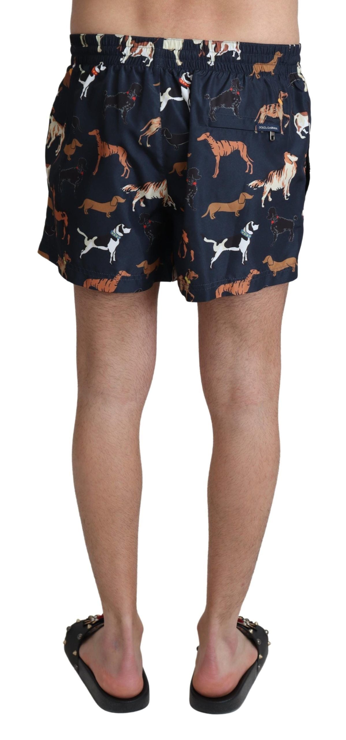 Blue Dog Print Beachwear Shorts Men Swimwear - Designed by Dolce & Gabbana Available to Buy at a Discounted Price on Moon Behind The Hill Online Designer Discount Store