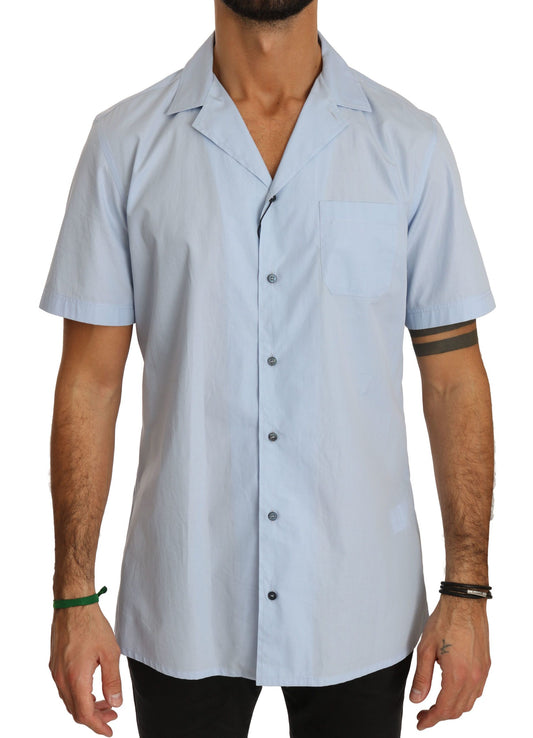 Blue Short Sleeve 100% Cotton Top Shirt - Designed by Dolce & Gabbana Available to Buy at a Discounted Price on Moon Behind The Hill Online Designer Discount Store