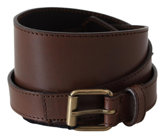 Brown Wide Leather Rustic Gold Metal Buckle Dark - Designed by PLEIN SUD Available to Buy at a Discounted Price on Moon Behind The Hill Online Designer Discount Store