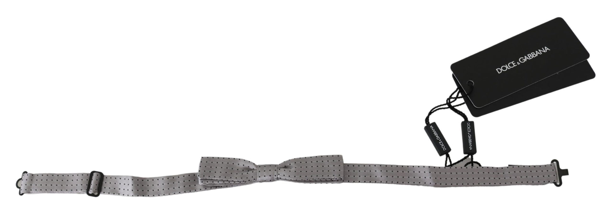 Gray Polka Dot Mens Necktie Papillon Bow Tie - Designed by Dolce & Gabbana Available to Buy at a Discounted Price on Moon Behind The Hill Online Designer Discount Store