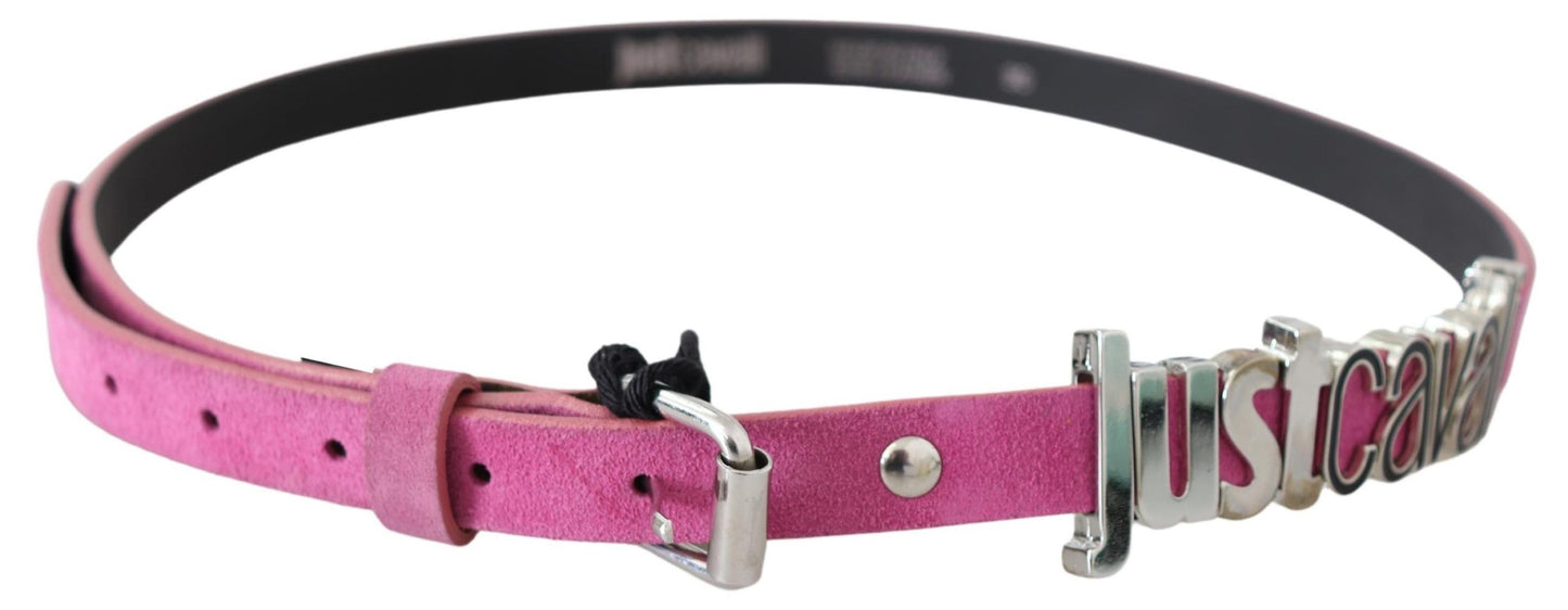 Pink Silver Chrome Metal Buckle Waist Belt