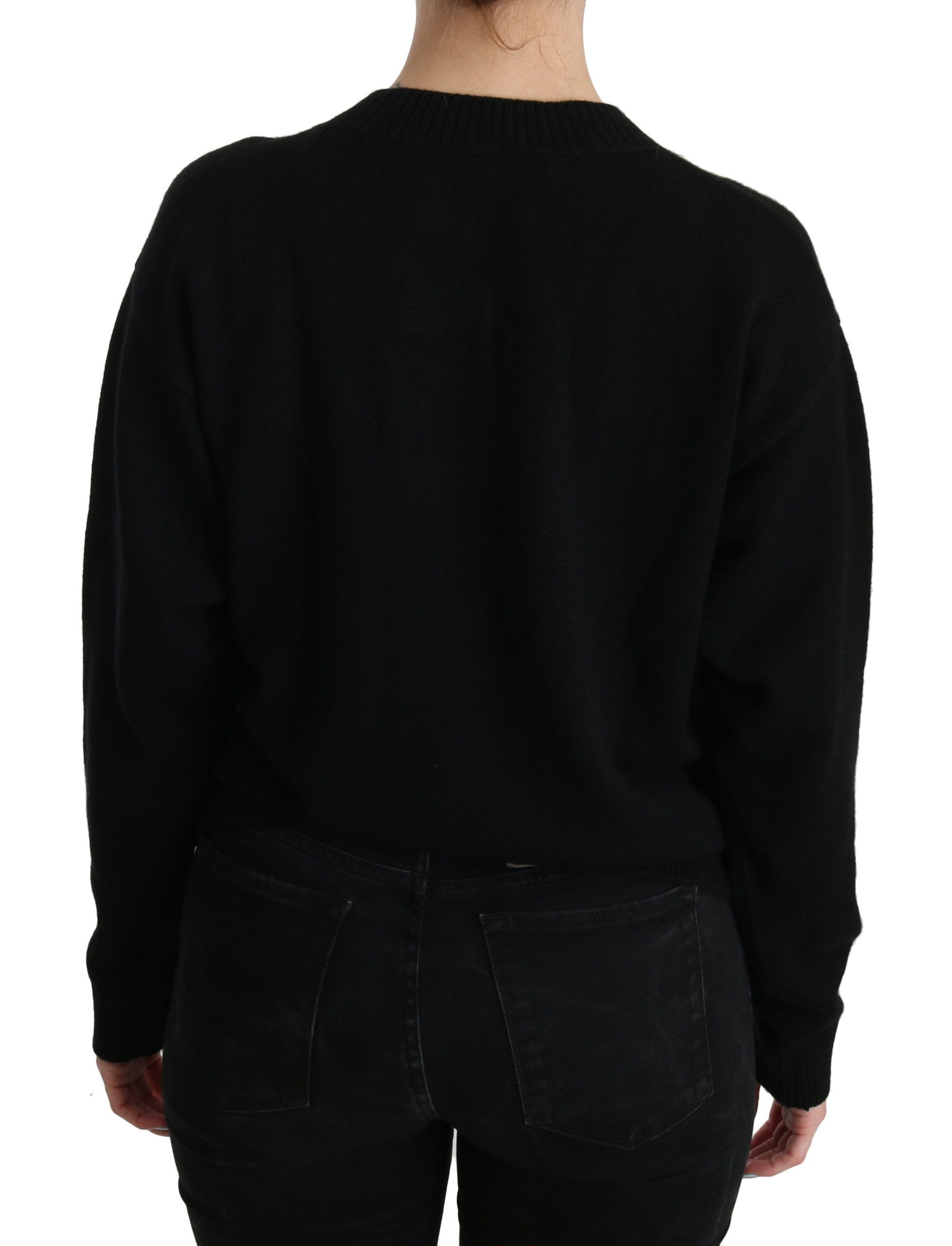 Black Button Embellished Cardigan Sweater - Designed by Dolce & Gabbana Available to Buy at a Discounted Price on Moon Behind The Hill Online Designer Discount Store