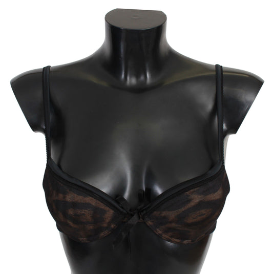 Black Leopard Nylon Push Up Bra Underwear - Designed by Roberto Cavalli Available to Buy at a Discounted Price on Moon Behind The Hill Online Designer Discount Store