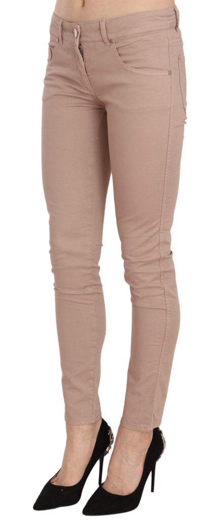 Brown Low Waist Slim Fit Skinny Cotton Pants - Designed by CRISTINAEFFE Available to Buy at a Discounted Price on Moon Behind The Hill Online Designer Discount Store
