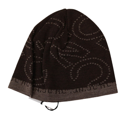 Costume National Beanie Brown Wool Blend Branded Hat - Designed by Costume National Available to Buy at a Discounted Price on Moon Behind The Hill Online Designer Discount Store