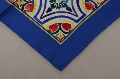 Multicolor Majolica Print Square Handkerchief Scarf