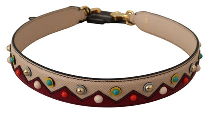 Beige Red Handbag Accessory Leather Shoulder Strap - Designed by Dolce & Gabbana Available to Buy at a Discounted Price on Moon Behind The Hill Online Designer Discount Store