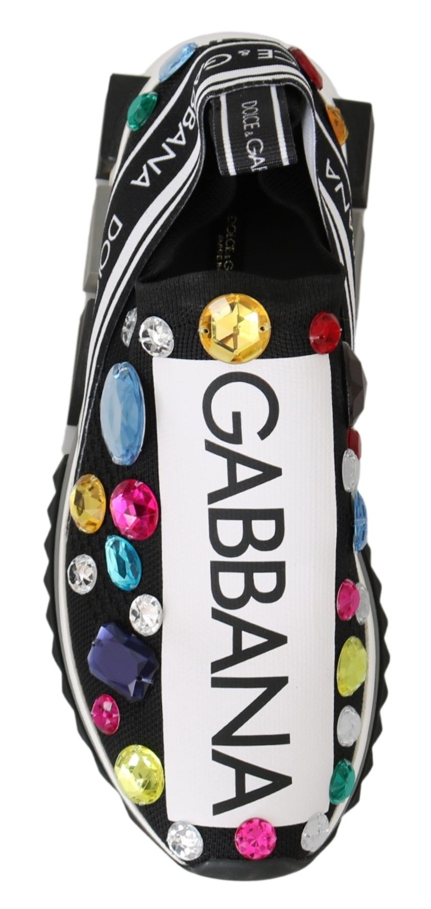 Black Multicolor Crystal Sneakers Shoes - Designed by Dolce & Gabbana Available to Buy at a Discounted Price on Moon Behind The Hill Online Designer Discount Store