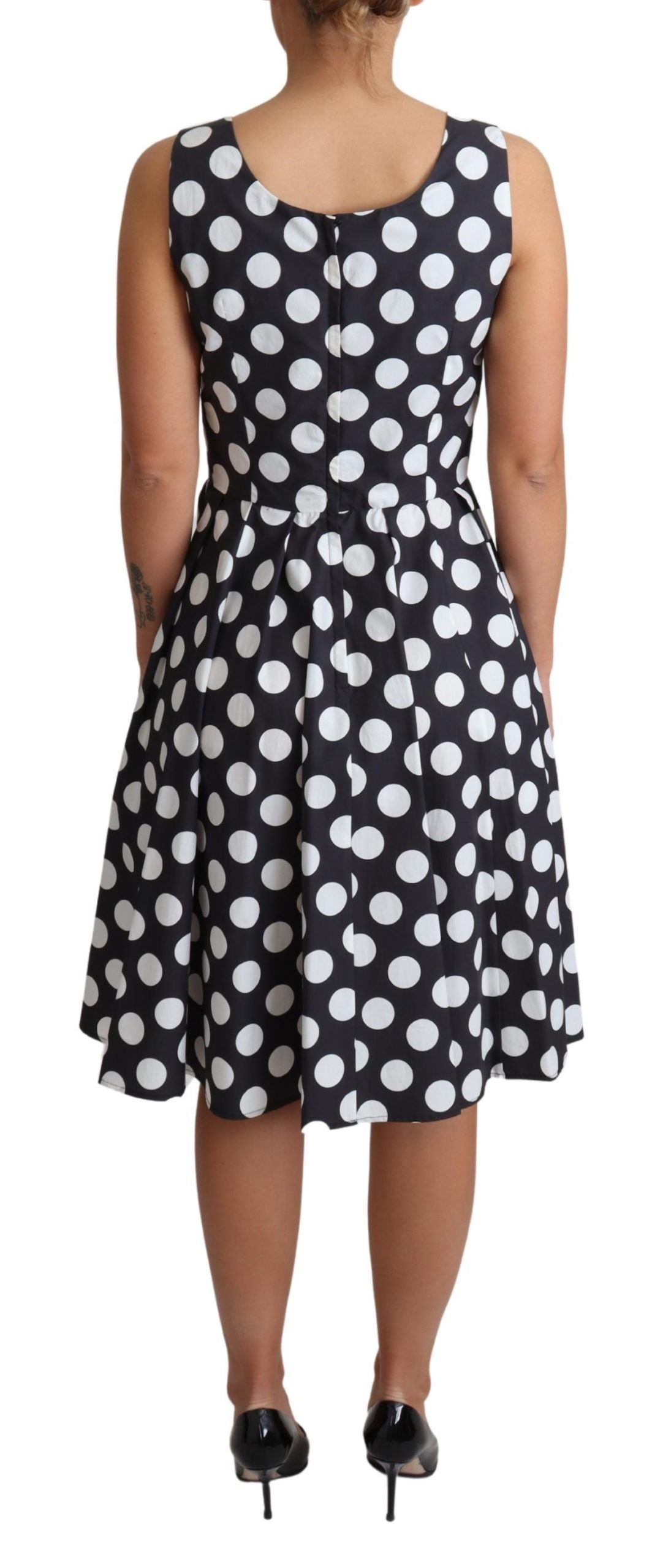 Blue Polka Dotted Cotton A-Line  Dress - Designed by Dolce & Gabbana Available to Buy at a Discounted Price on Moon Behind The Hill Online Designer Discount Store