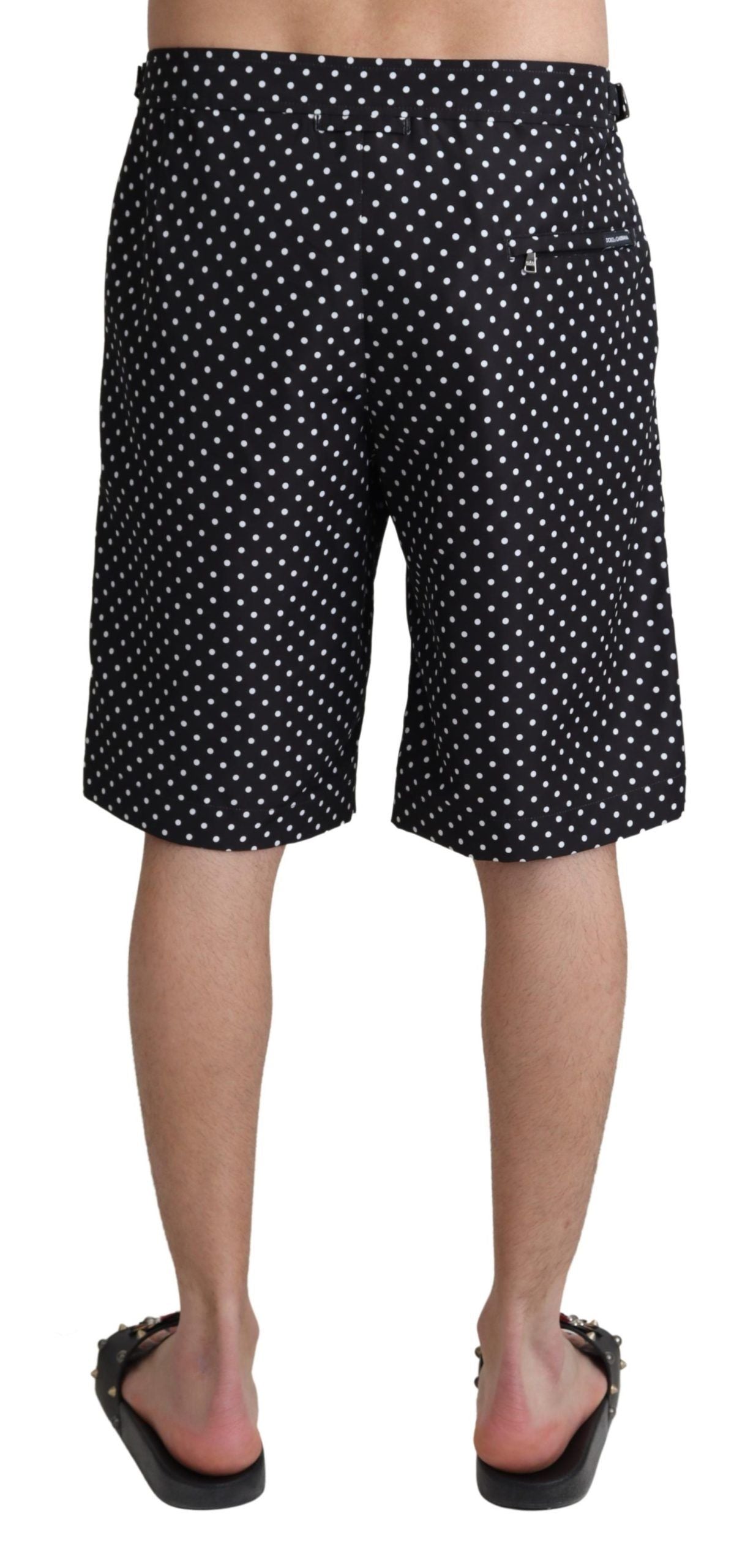 Black Polka Dots Beachwear Shorts Swimwear - Designed by Dolce & Gabbana Available to Buy at a Discounted Price on Moon Behind The Hill Online Designer Discount Store