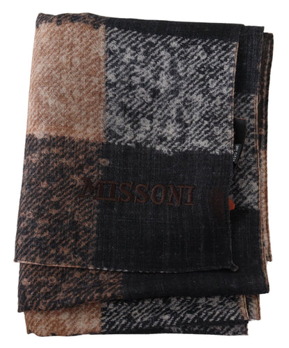 Missoni Multicolor Plaid Wool Unisex Neck Wrap Shawl Logo Scarf