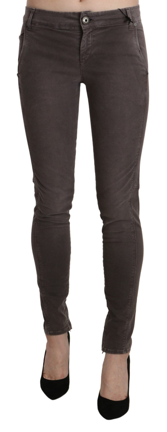 Brown Low Waist Skinny Slim Trouser Cotton Jeans - Designed by Ermanno Scervino Available to Buy at a Discounted Price on Moon Behind The Hill Online Designer Discount Store